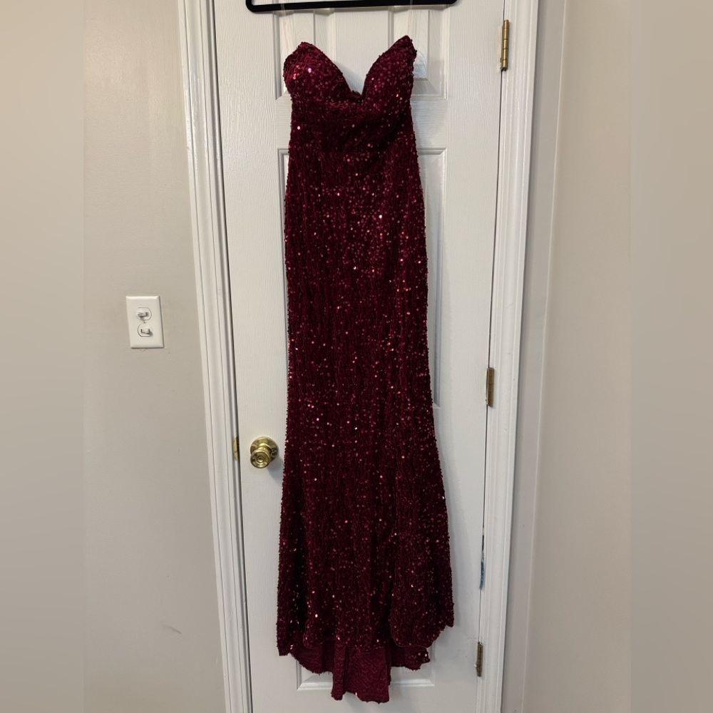 Burgundy Velvet Sequin Dress